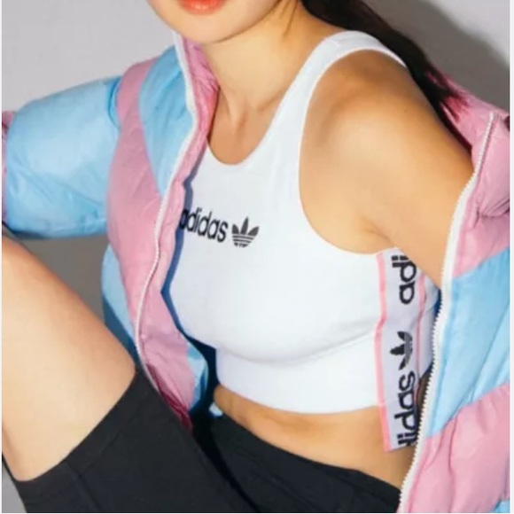Adidas sports bra white and pink top - Picture 2 of 5